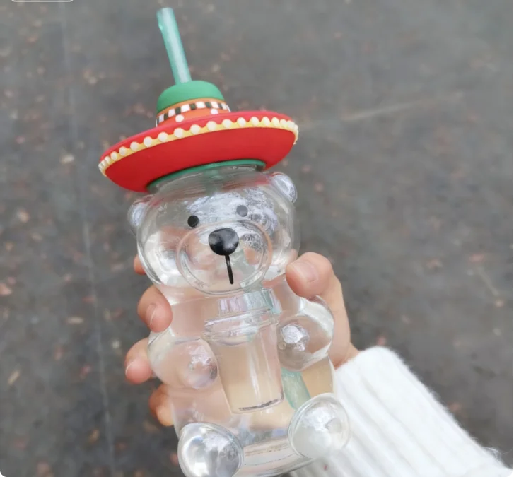 

Glass Water Cup Container, Straw Cup, Milk Tea Cup, Coffee Cup,Stylish And Cute Design, A Favorite Gift For Kids And Girlfriends