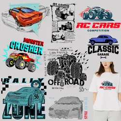 Race Car Thermal Transfers Decals Patch on Jackets bags socks pillow clothes Heat Transfer PVC Patch Stickers on fabric