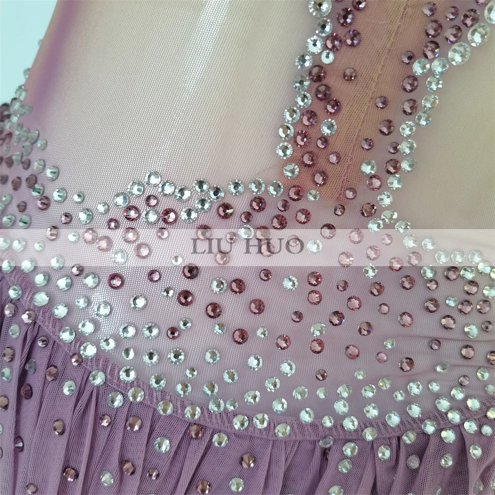 LIUHUO danse sur glace robe de patinage artistique femmes adulte fille adolescents personnaliser Costume Performance compétition justaucorps dégradé violet