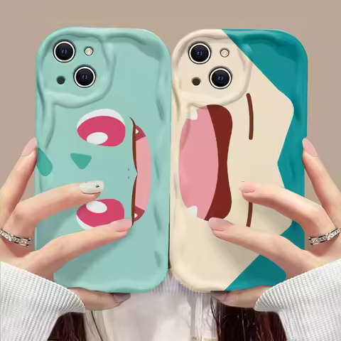 Lovely Anime 3D Wave Phone Case For Pokemons Psyduck Samsung Galaxy S24 S23 S22 S21 S20 FE Plus Ultra 4G 5G Silicone Back Cover