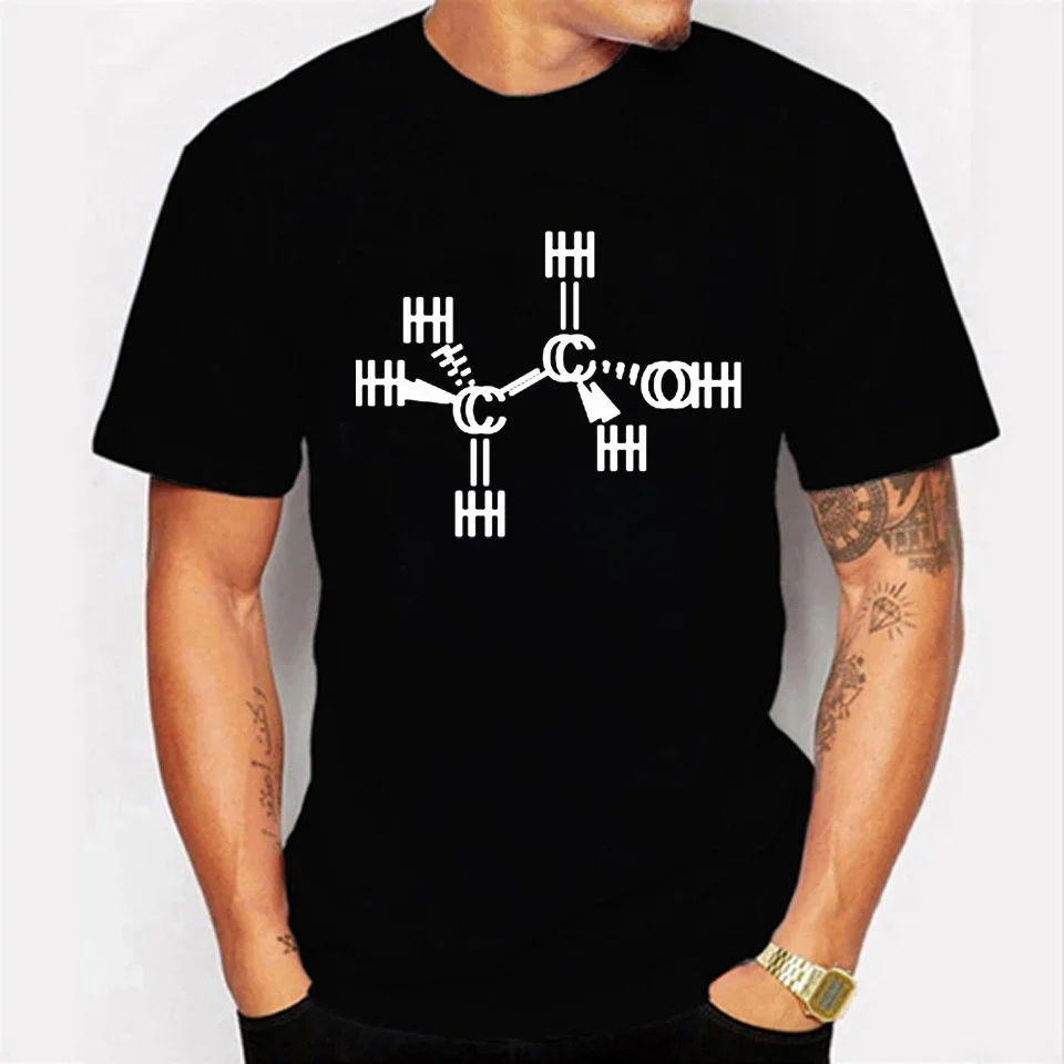 Summer New Fashion Trendy Men\'s Casual T-shirt Alcohol Molecule Print Luminous T-shirt Men\'s Short-sleeve O-neck T Shirt for Men