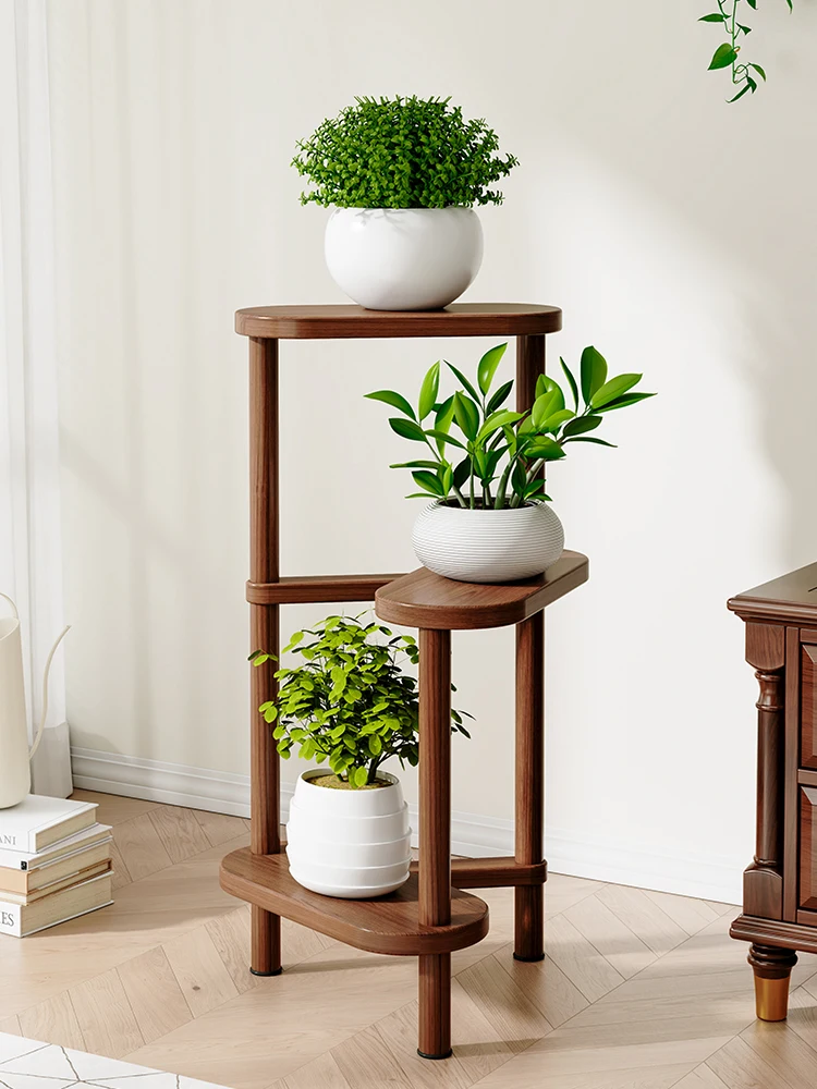 Solid wood living room succulent flower pot storage indoor display plant display rack