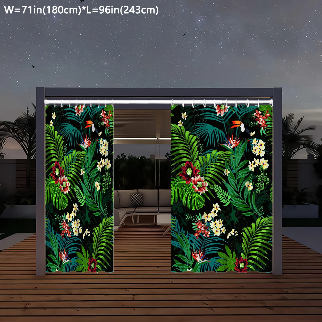 

1pc Outdoor Curtains, Waterproof Outdoor Garden CurtainsModern Style Plant Theme Yard Curtains, Leaf And Flower PatternCurtains