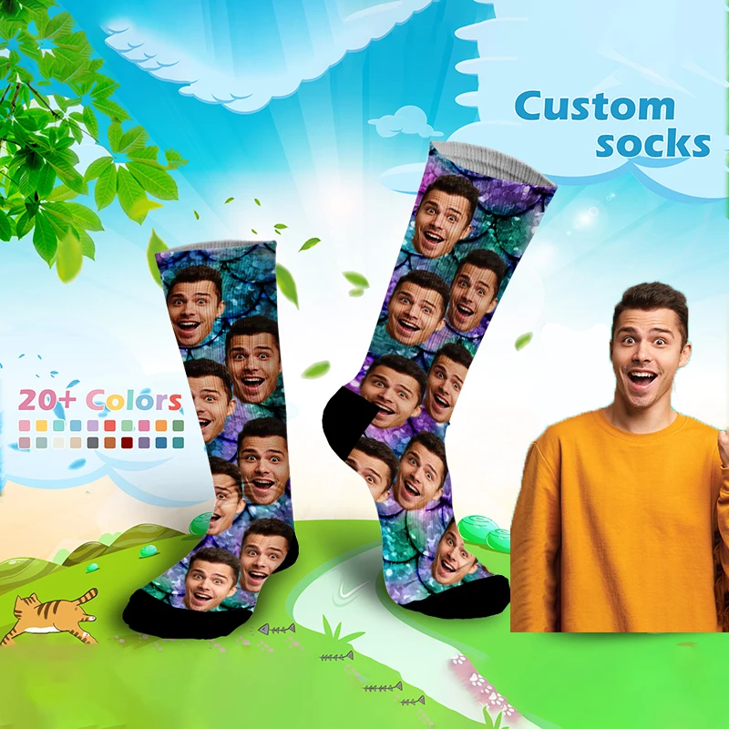 Custom Face Funny Socks for Men and Women, Personalized Mermaid Socks, Pet Photo, Boys, Girls, Kids Christmas Socks