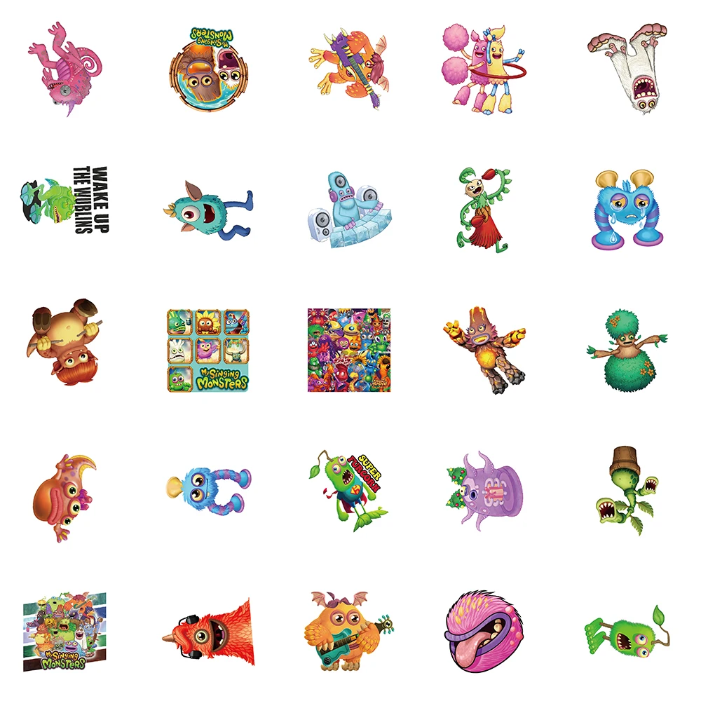 50PCS My Singing Monster Game Cartoon Stickers Vintage For DIY Kids Notebook Luggage Motorcycle Laptop Refrigerator Decal Toy