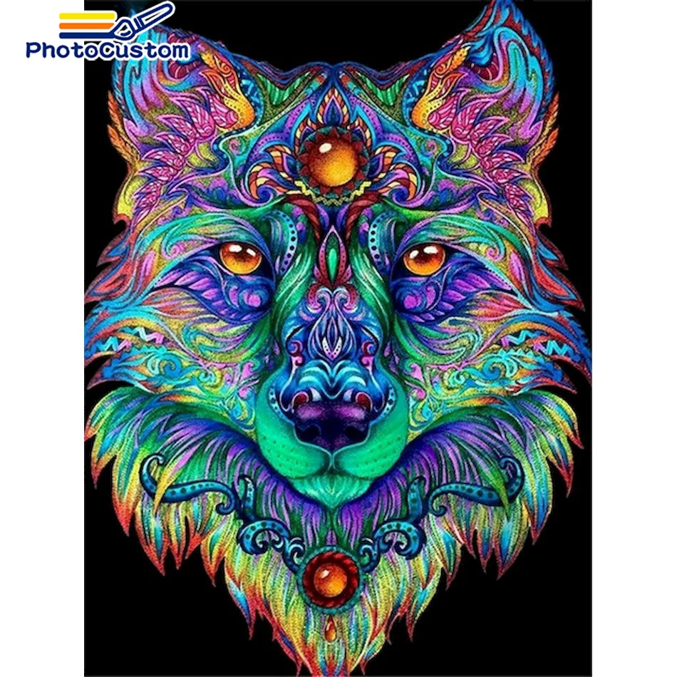 

PhotoCustom 5D DIY Diamond Painting Animal Wolf Embroidery Rhinestones Home Decor Gift Handmade Cross Stitch Kits Handwork New