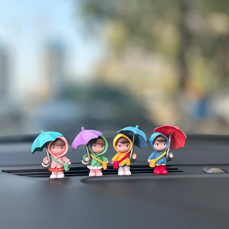 Cute Resin Umbrella Girl Doll Car Center Console Decoration Car Interior Ornaments Accessories