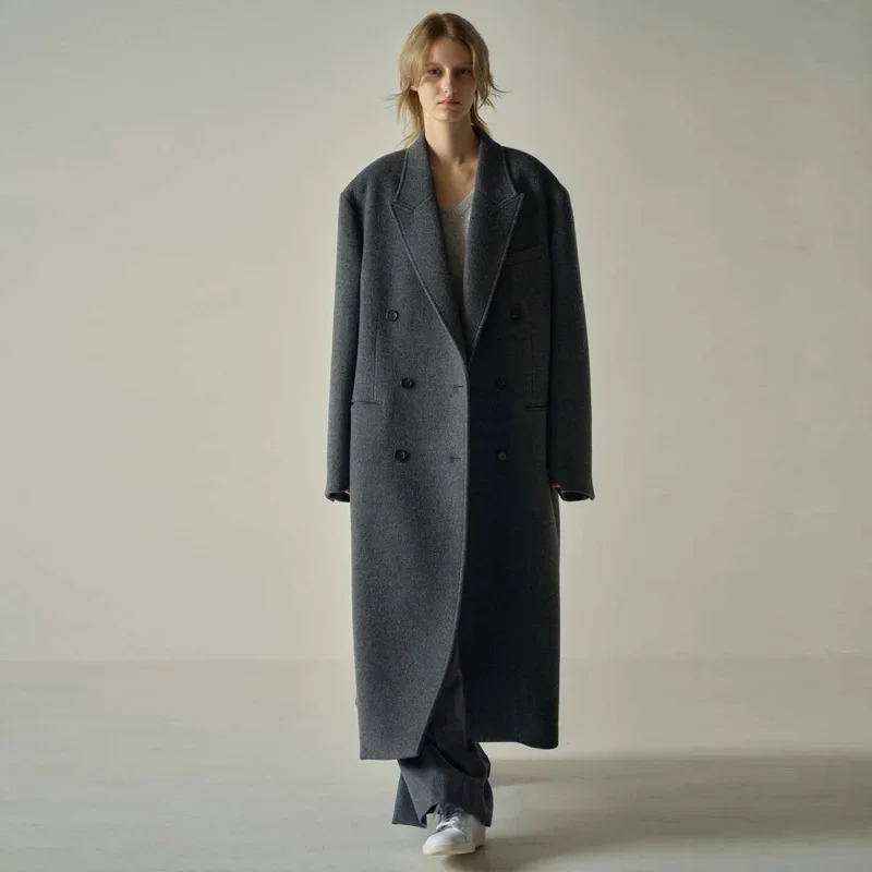 Wool coat women's 2024 autumn and winter new loose lazy wind thickened woolen coat