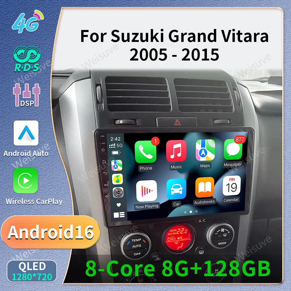 2Din autoradio Android 16 voor Suzuki Grand Vitara 3 2005-2010 2011-2015 autoradio multimediaspeler GPS Carplay Android Auto WIFI - afbeelding 2
