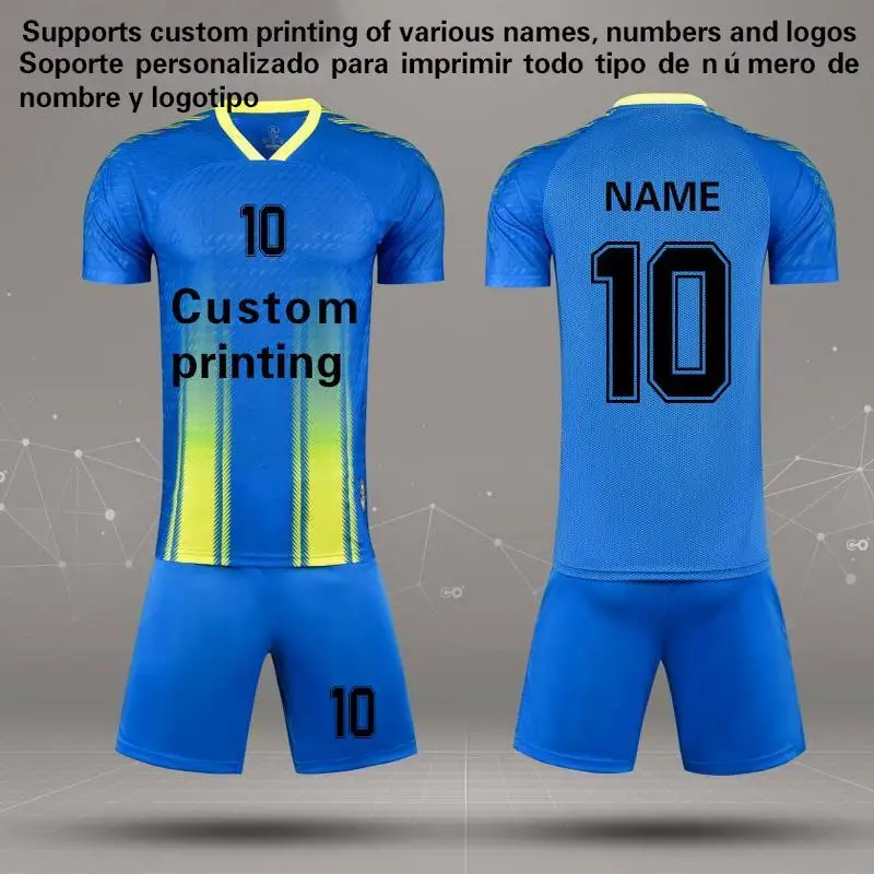 

23-24 Summer brand football wear blue red white jersey custom short-sleeved T-shirt shorts set Custom jersey model M8652