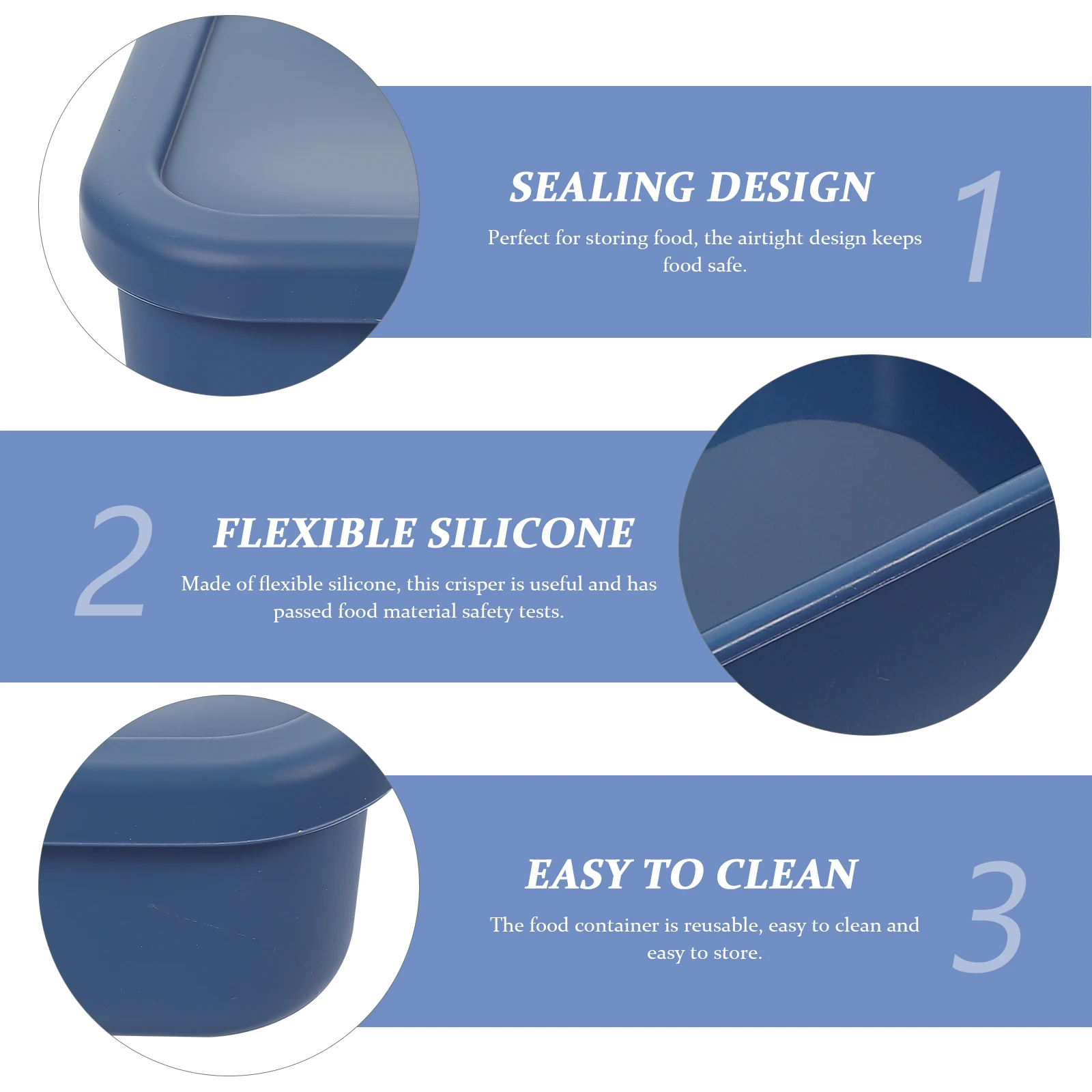 

Flexible Silicone Crisper Non-Stick Airtight Food Container Reusable Perfect for Kitchen Refrigerator Storage