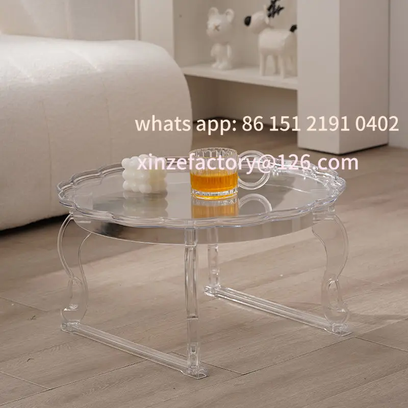

Customizable stolik kawowy, prosty, domowy, mały okrągły stół, balkon, designerski, akrylowy, przezroczysty, okrągły, sa