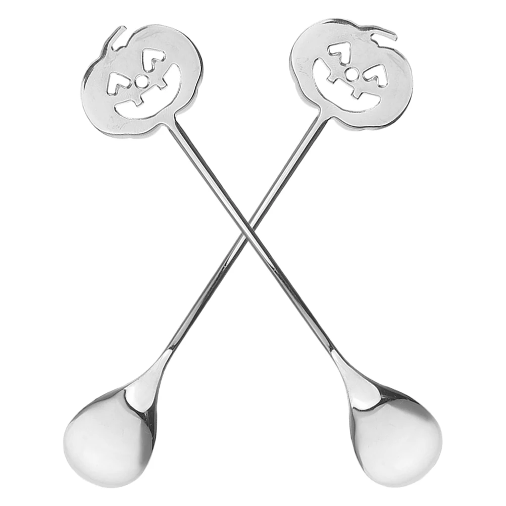 

2pcs Stainless Steel Pumpkin Head Material Halloween Coffee Spoon Set Tea Small Spoons Bulk Spoons Kitchen Barware