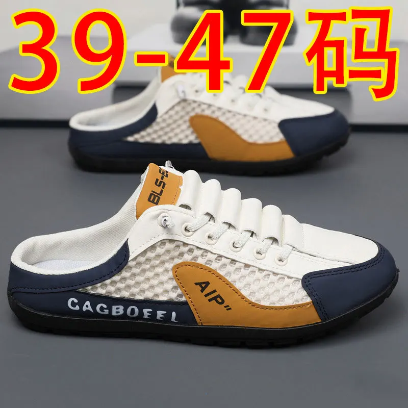 

Light Walking Flats for Men Non Slip Sneaker Hot Sale Man Shoes Zapatos Hombre Summer Men's Half Slippers Trendy New Casual Shoe