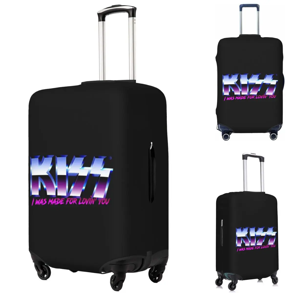 

Kiss Rock Band Retor Suitcase Cover Protection Elastic Travel Luggage Protector Covers for 18-32 Inch