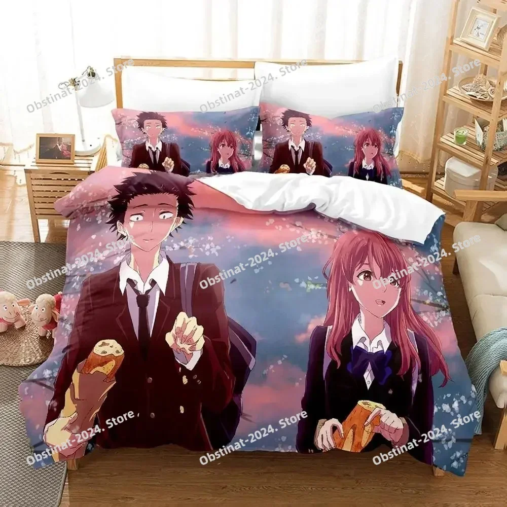 

3d Anime Film A Silent Voice Bedding Set Printed single Comforter Quilt Bed Duvet Cover Pillow Case 3 Pieces Set Kids Adult Size