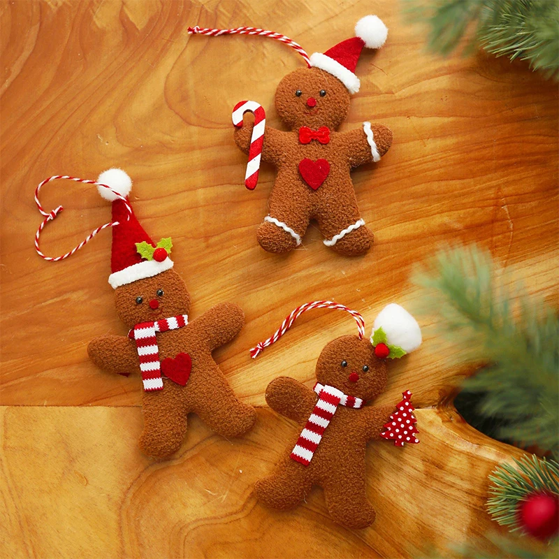 3PCS/Set Christmas Decoration Gingerbread Man Doll Xmas Tree Hanging Ornament Garden Party Home New Year 2024 Children Gifts