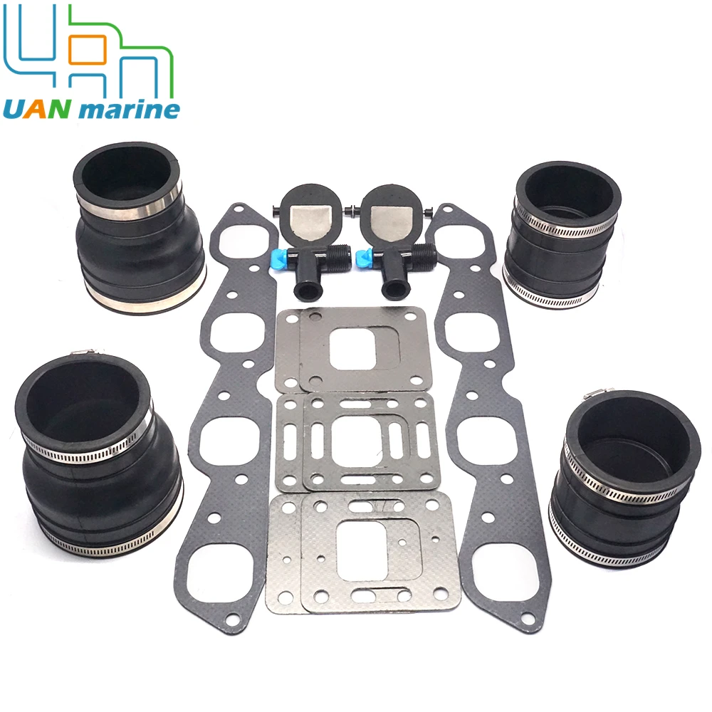 Kit de juntas húmedas de escape 27-46820, Kit de fuelle con Kits de juntas para MerCruiser V8GM 454, 502, 22-806926A1, 27-863726, 32-90949T