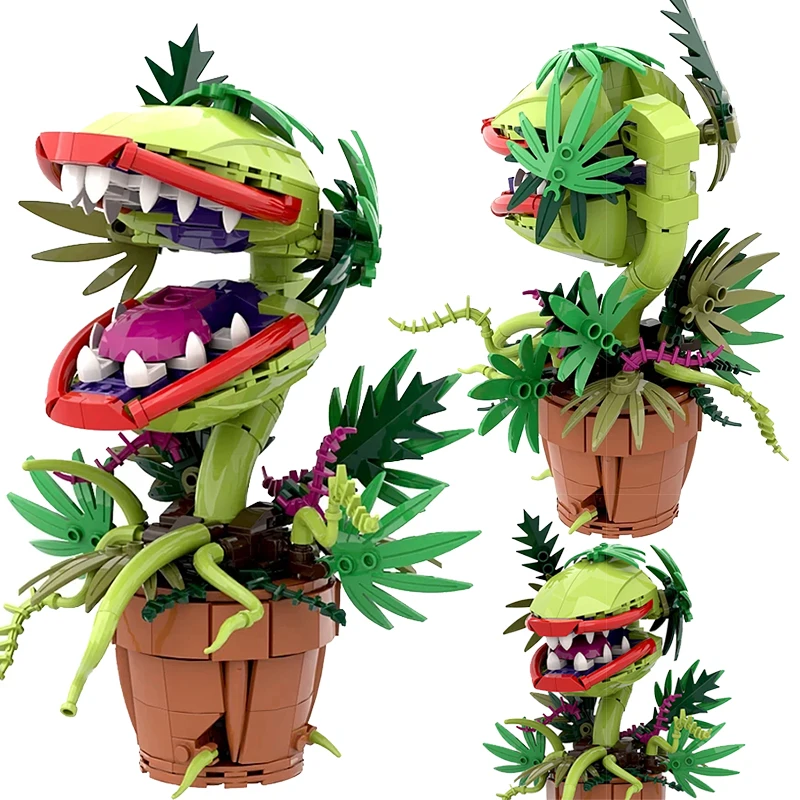 

Creative Bonsai MOC Man-eating Flower Building Blocks Swallowing Potted Plant Model Assemble Bricks Toys Gift For Kid Girl Adult