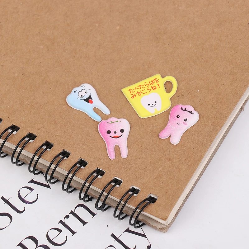 4/5 fogli adesivi a forma di dente dentale del fumetto spazzolino denti adesivi ricompensa per bambini decorazione adesiva a forma di dente del fumetto 3D