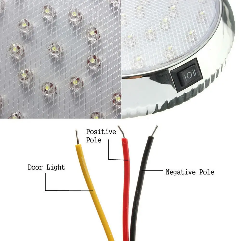 1 szt. Światła sufitowe LED 12V 46 LED białe lampa ozdobna do Camper przyczepy kempingowej RV akcesoria oświetlenie wnętrza