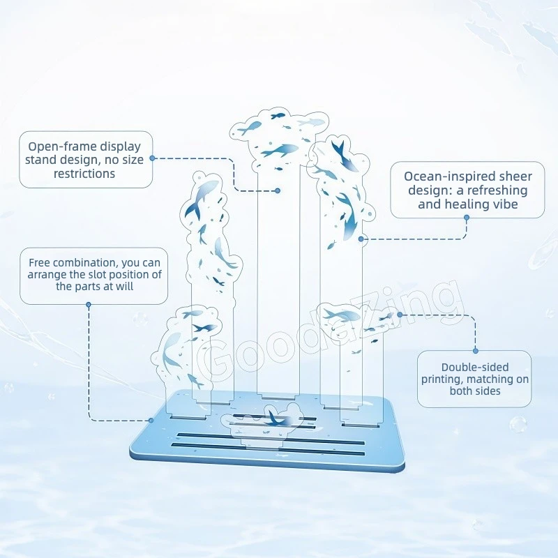 Ocean's Response Series Acrylic Scene Display Stand, Fish Group Background Backdrop, for Anime Kpop Figure Standee Desk Decor