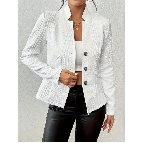 

Autumn Winter Button Pattern Small Suit Jacket Independent Station New Arrival Fashionable Polyester Short Coat for Women