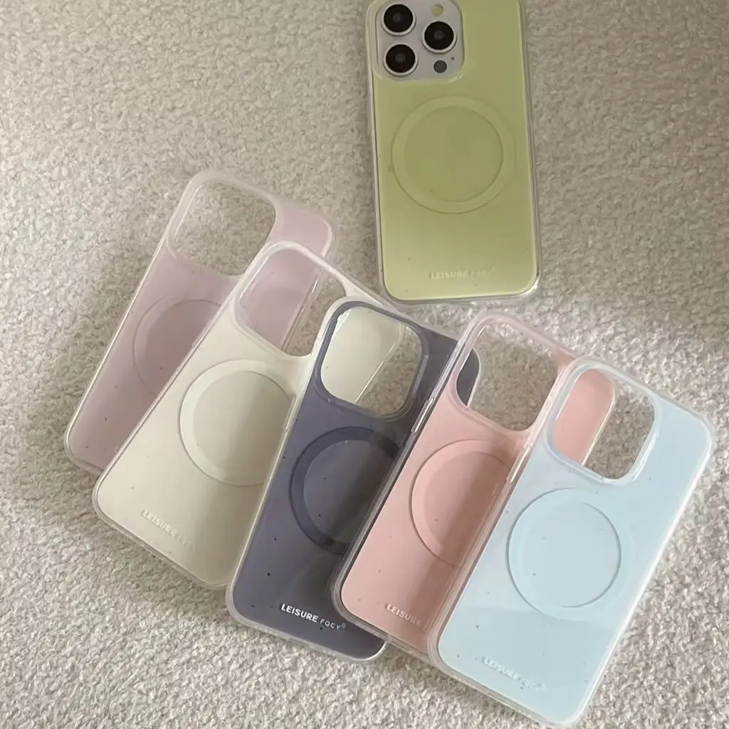 Solid Color Glossy Macaron Series Macaron With Holder Magnetic Wireless Charging Phone Cover Case For iPhone 15 14 13 Pro Max