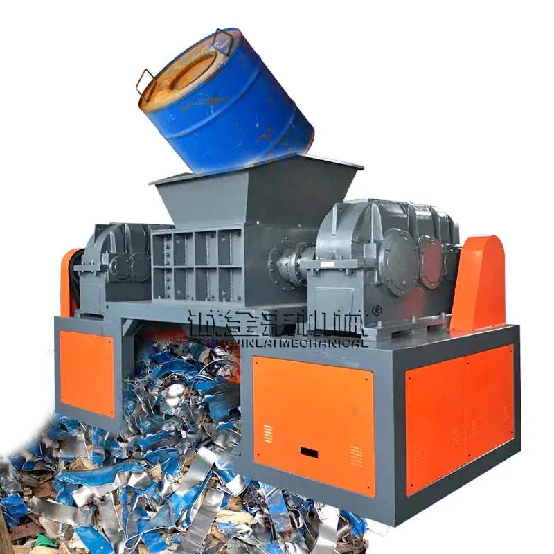 Double shaft blue drum scrap large plastic shredder machine solid organic waste shredder crusher machine