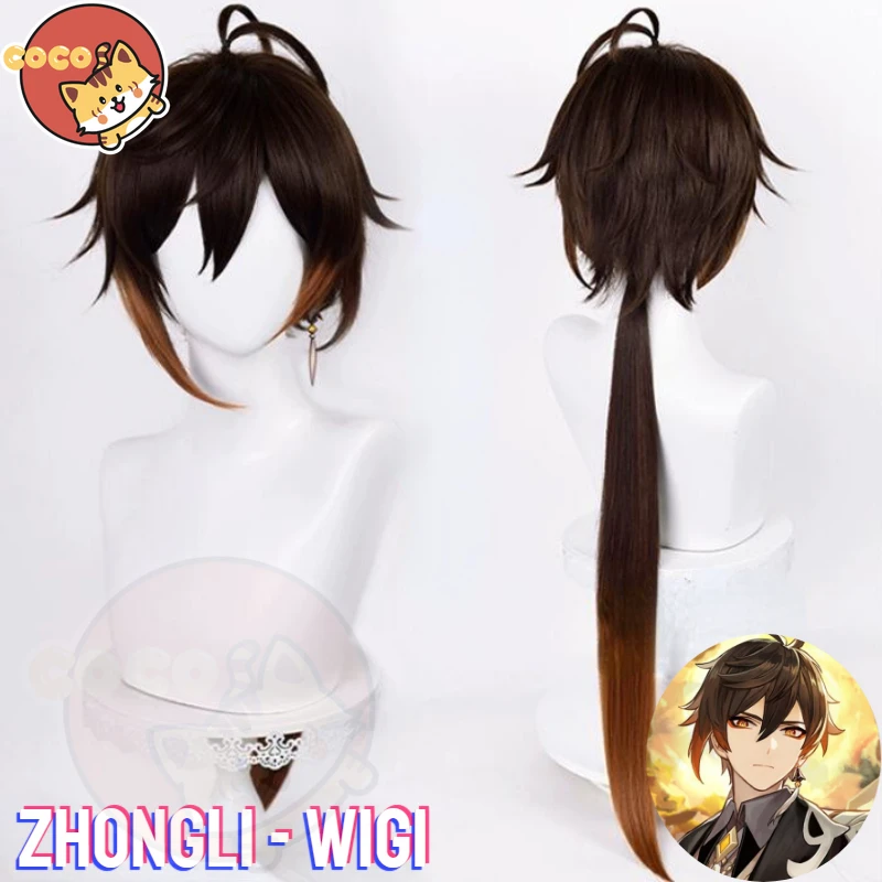 Zhongli Cosplay Wig Game Genshin Impact Zhongli Cosplay Zhong Li Wig 90cm Long Ponytail Wig CoCos