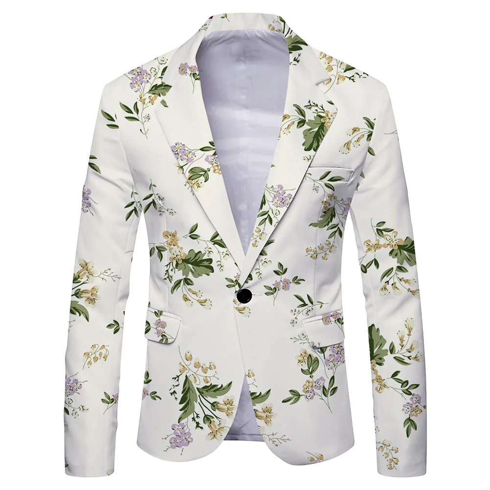 Men Blazer Blazer Oversized Polyester Regular 3D Printing Slight Stretch Autumn Slim Fit Blazer Smart Suit Jacket