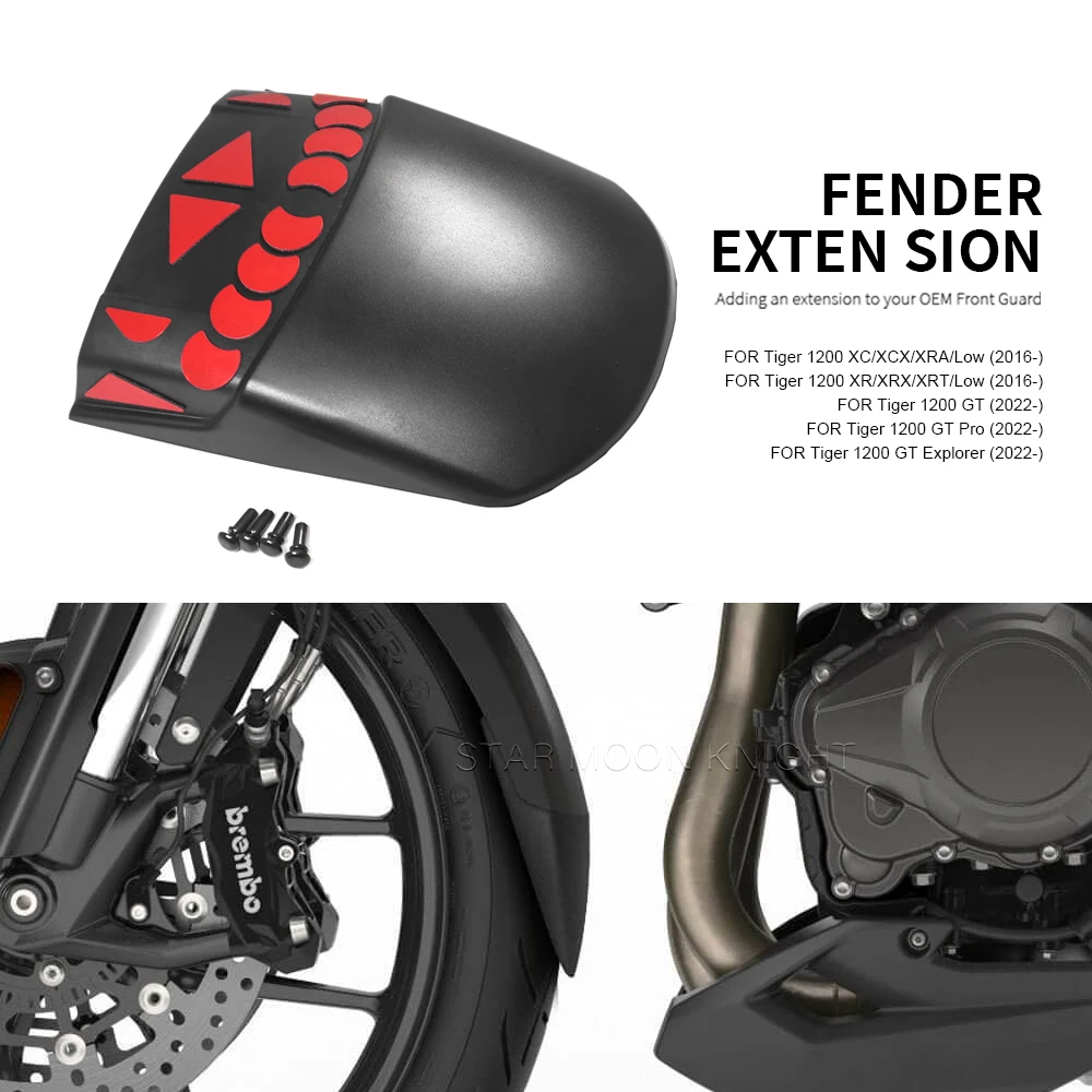 For Tiger 1200 GT Pro Explorer 2022 - Motorcycle Front Fender Mudguard Extender Extension For Tiger1200 XC XR XCX XRX XRT 2016 -