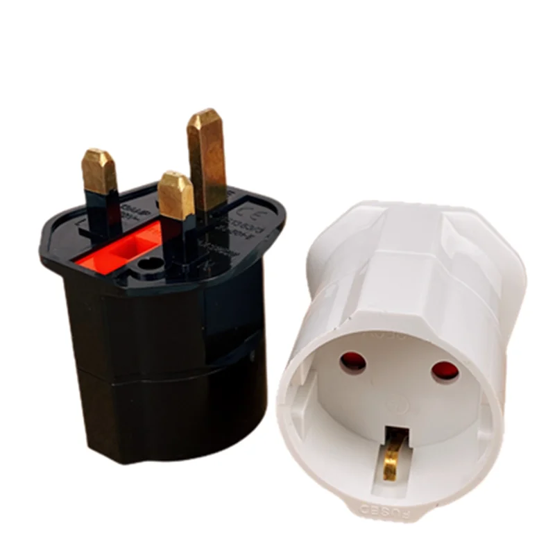 

1PCS European 2 Pin to UK 3 Pin Plug Adaptor Euro EU Travel Mains Adapter