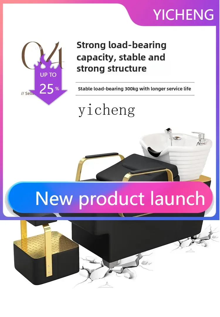 LYY Tiefes Keramikwaschbecken für Friseursalons mit integriertem Schnellheißwasserbereiter, speziell für Haarschnitte und Shampoo-Behandlungen, halbverstellbar