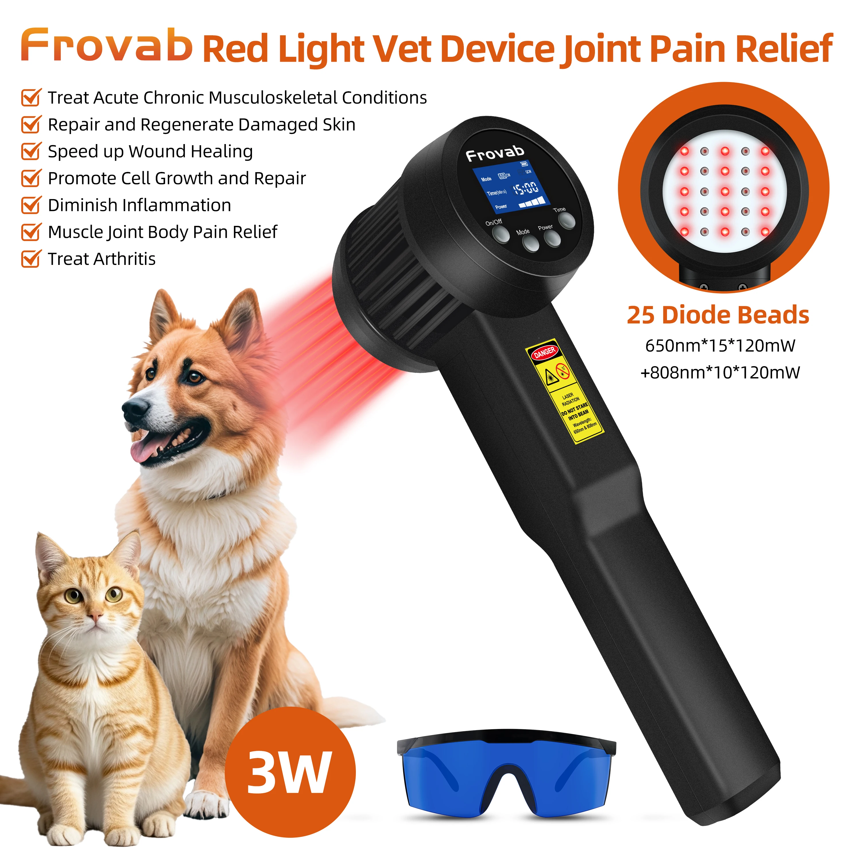 

3000mW Horse Dog Care Laser Treatment Handheld Low Level Infrared Laser Device Laser Therapy 980nm Neuralgia Therapeutic Device