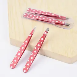 Mini Hair Removal Tweezers Stainless Steel Eyebrow Tweezers Pink Point White Tip Point Face Harmless Makeup Beauty Tool