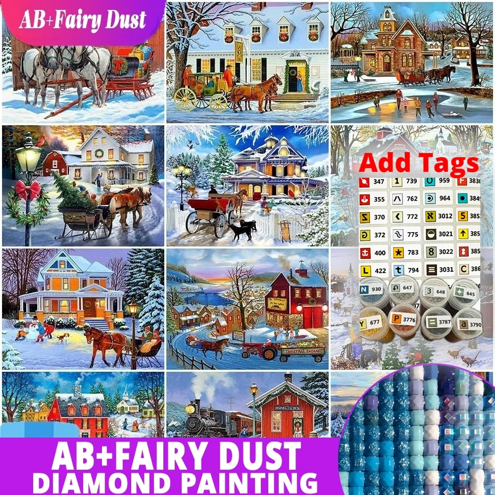 

With Symbol Sticker AB Fairy Dust Drills 5D DIY Diamond Painting Horse Winter Cross Stitch Kit Diamond Landscape New Arrival Nee