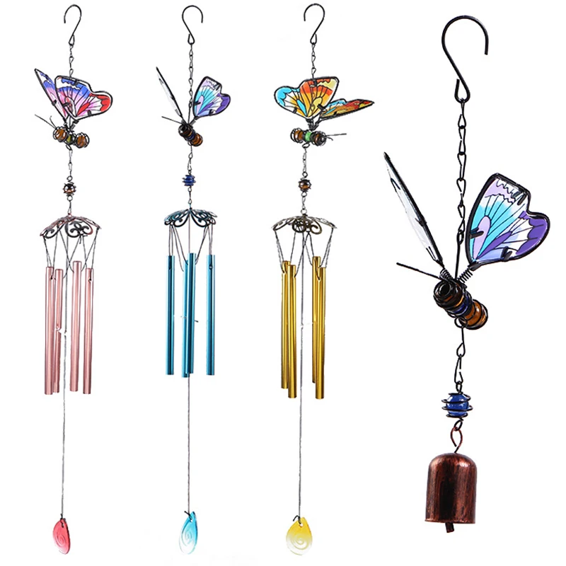 Fashion 3D Beautiful Butterfly Wind Chimes Outdoor Garden Porch Balcony Home Decoration Wind Bells Ornament For Kids Room Decor