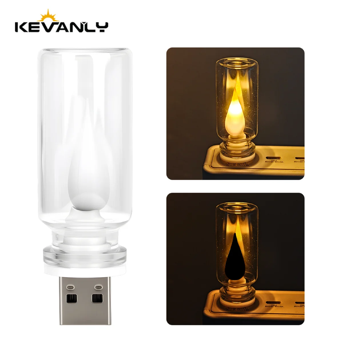 1PCS USB Glass Bottle Night Light Candle Shaped Plug and Play Colorful Transparent PC Computer Light Interior Atmosphere Lamp