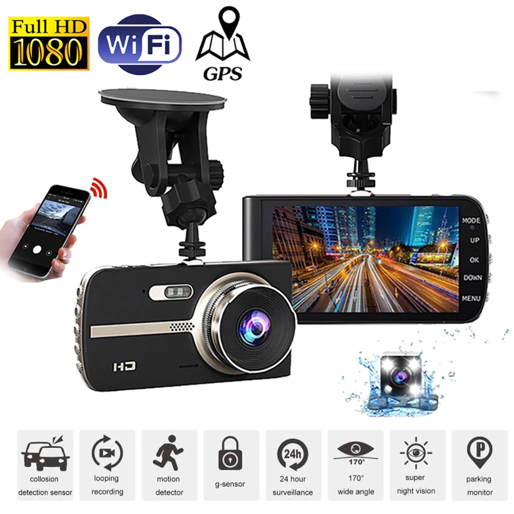 

Dash Cam WiFi GPS 1080P Full HD Vehicle Car Camera Car DVR Registrator Car Drive Video Recorder Parking Monitor Auto Black Box