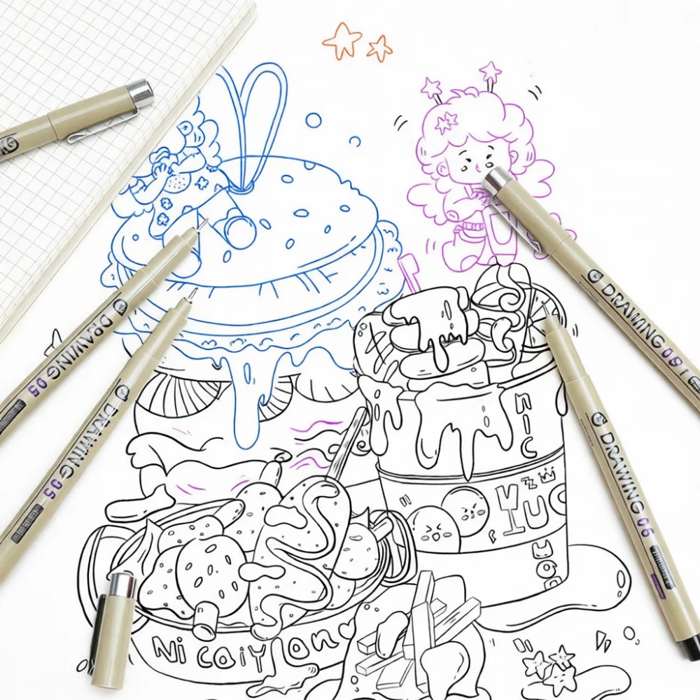 Colored Fine Liner Pen Set Waterproof Drawing Marker For Art Architecture Manga Sketching Precise Line Work Graphic Design
