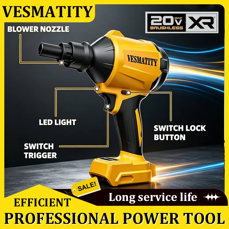 Multifunction Cordless Air Dust Removal Gun with Nozzle Air Blower Inflator Dusting Machine Tool for DeWalt Battery
