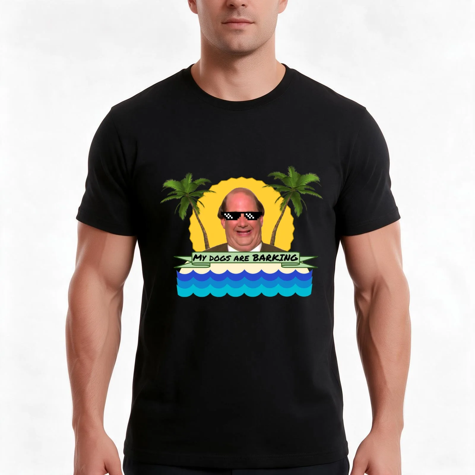 Kevin Malone's Dogs Are Barking T-Shirt, Summer Casual Cotton Tee, Oversized Streetwear Tops, Vintage Graphic Print, 100% Cotton