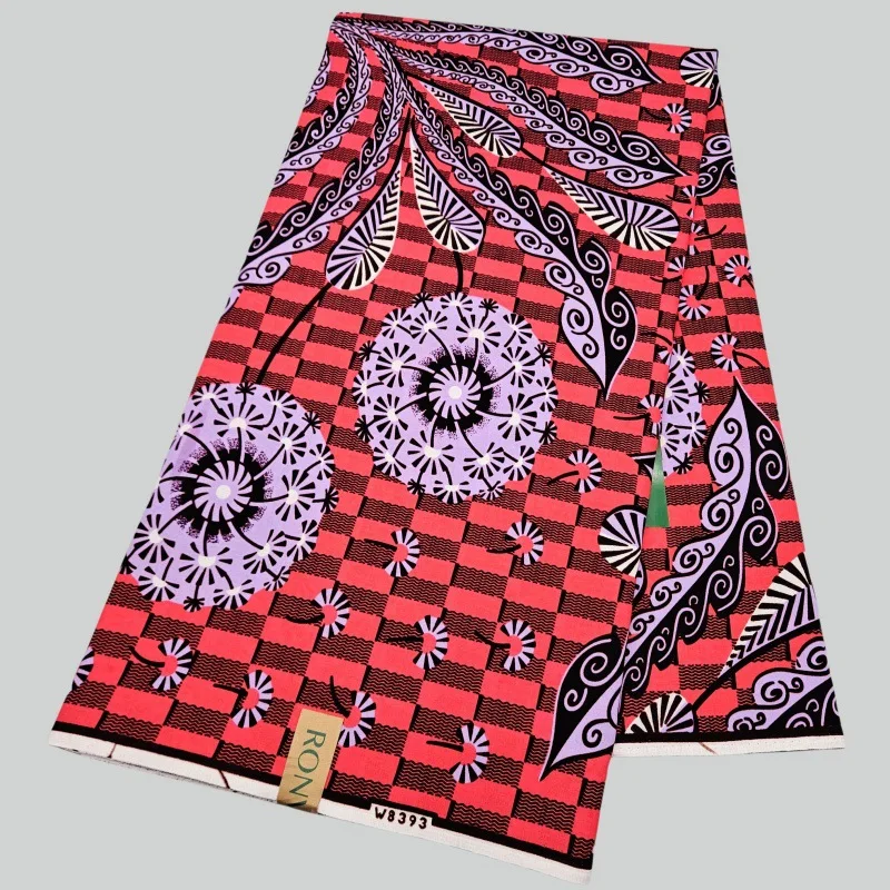 

6Yards Long Printed Red Cotton African Style Wax Fabric for Sewing DIY Clothes Dress Sofa Curtain Tablecloth 120CM Wide R2798