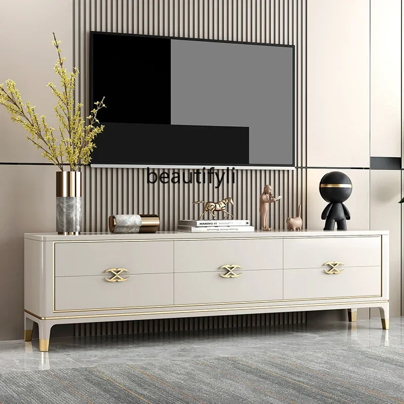 A13 خزانة تلفزيون فاخرة طاولة شاي مزيج بسيط الحديثة غرفة المعيشة حائط الخلفية خزانة الفيلم والتلفزيون وحدة صغيرة Ty #2