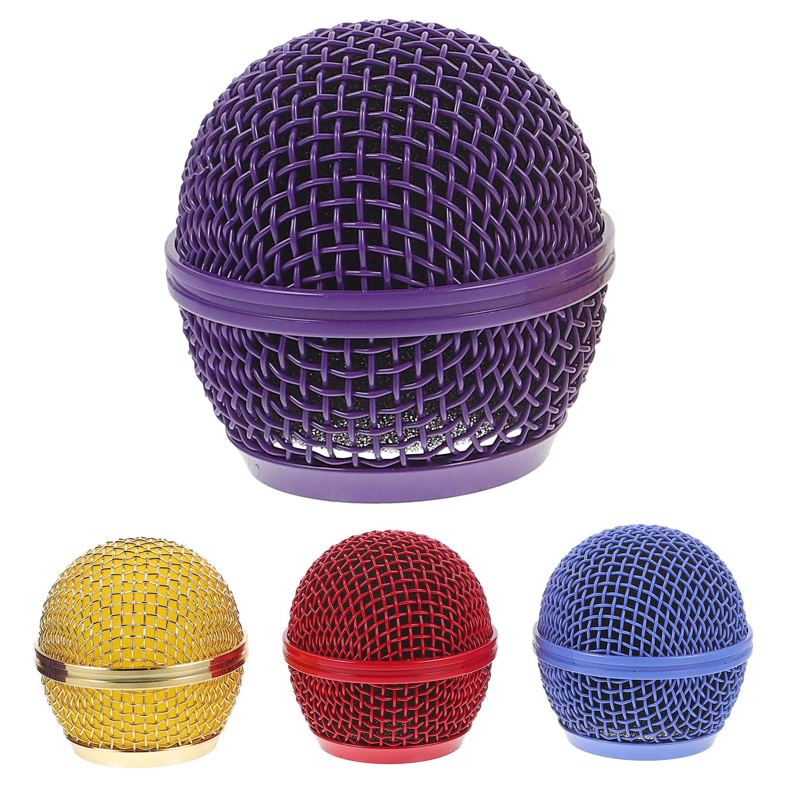 

4 Pcs Colored Microphone Grille Toy Lapel Metal Head Replacement Supplies Cordless Parts Ball Web