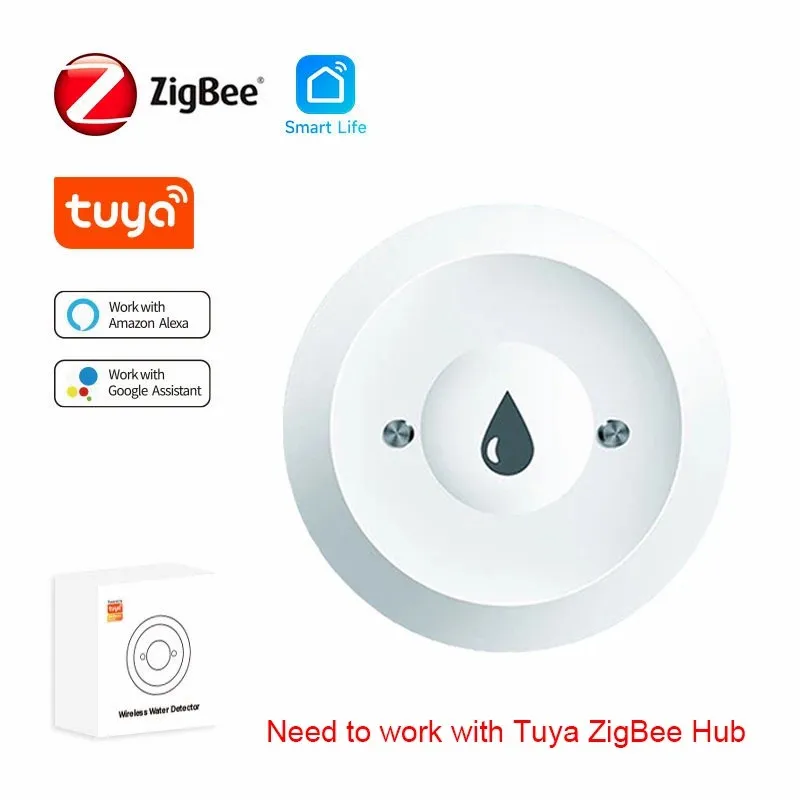 Tuya Zigbee Water Leak Sensor Immersion Alarm Smart Life Home App Remote Control Flood Water Leakage Detector Monitoring