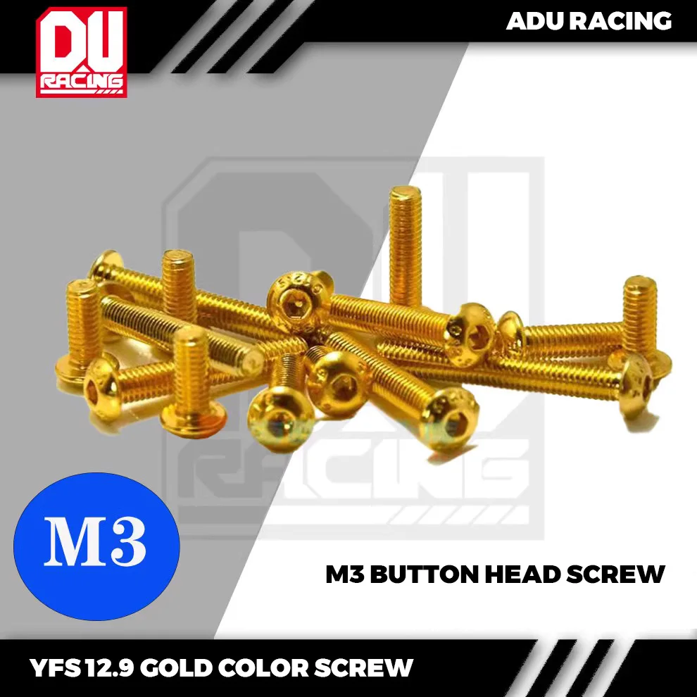 ADU RACING YFS 12.9 CLASS GOLD COLOR M3 BUTTON HEAD SCREW