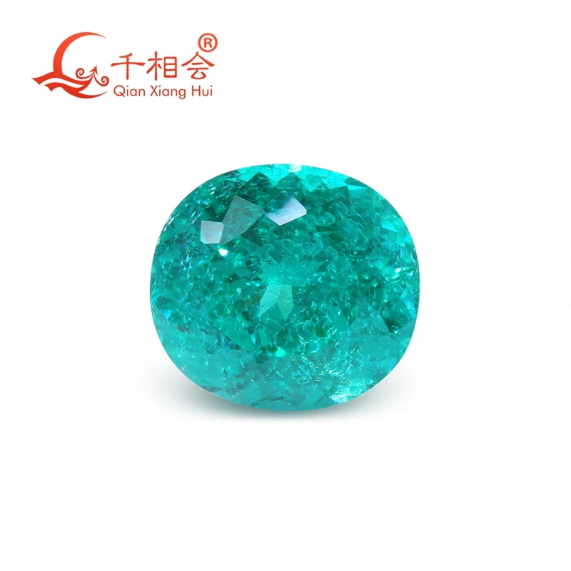Oval Nest Cut Lab Grown Neon Green Paraiba Tourmaline Loose Gemstone Electric Teal Paraiba Color With Natural Inclusions jewelry