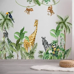 Large Funny Jungle Giraffe Zebra Monkey Door Decor Wall Decals Stickers Children Nursery Kid Bedroom Living Room Mural Wall Art